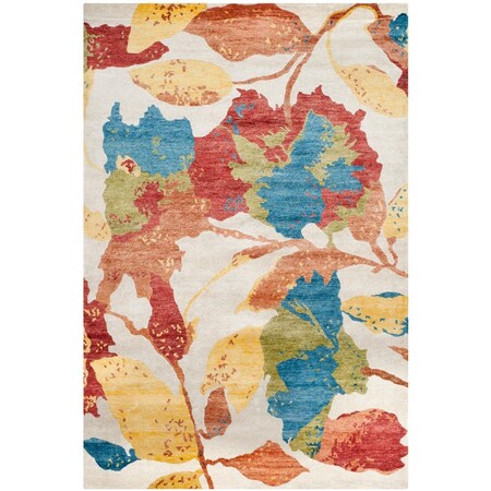 Safavieh 8 x 10 ft. Tibetan Hand Knotted Rectangle Area Rug White & Multi Color TB840A-8